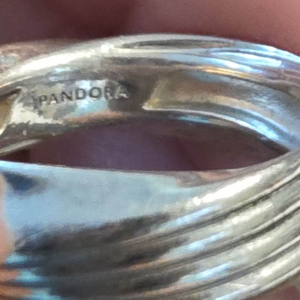 PANDORA SET OF TWISTED STACKING RINGS 925 ALE STERLING SILVER SIZE 7 - Picture 5 of 7